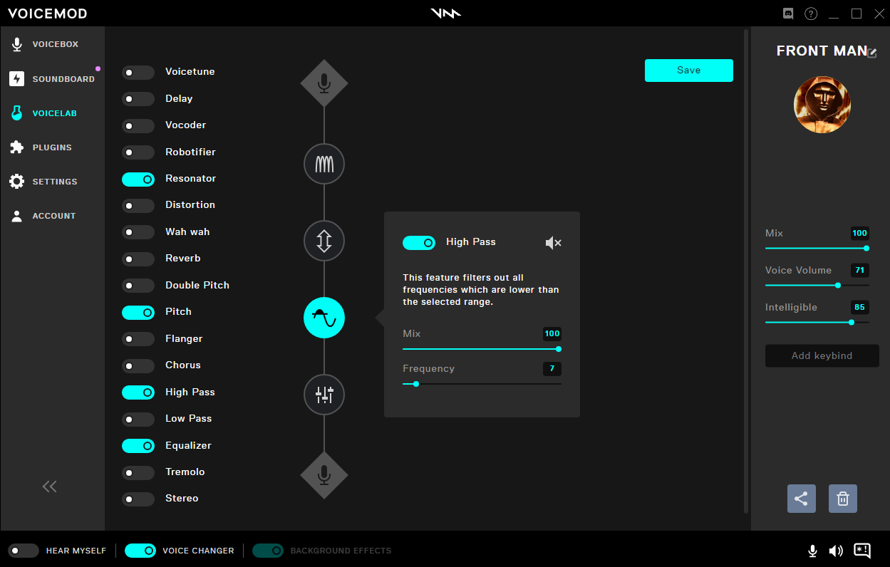 Front Man Voice Changer highpass