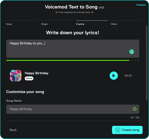 Voicemod Text To Song